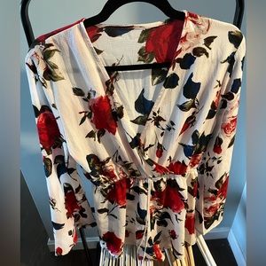 Relipop Women's Floral Print Long Sleeves Short Romper Playsuit Jumpsuit